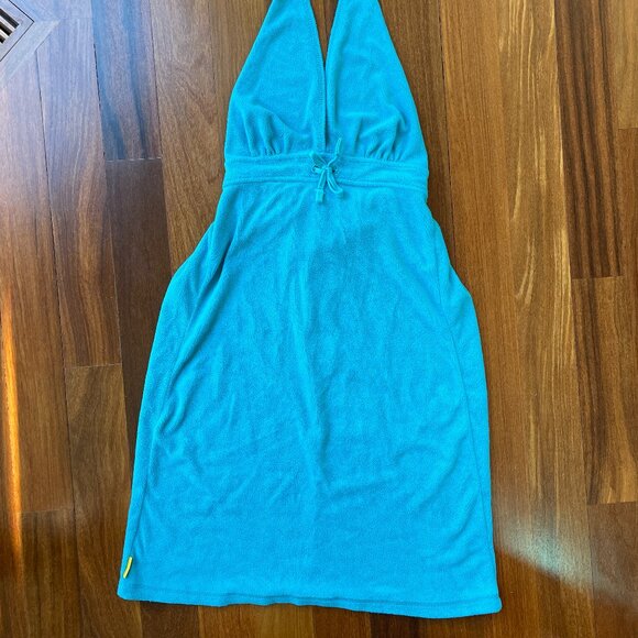 Lole Teal Terrycloth Halter Dress Sz XS - Picture 2 of 9